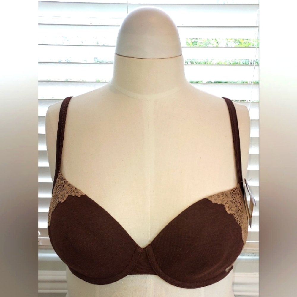 Cacique Cotton T Shirt Shaping Solution Brown Bra NWT